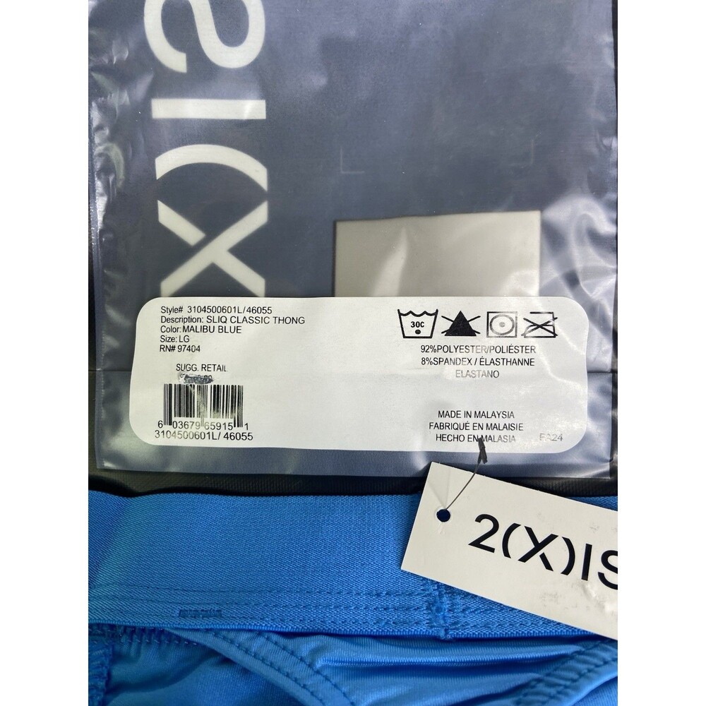 2xist Sexy Sliq Classic Thong Underwear Malibu Blue Mens Size L - Picture 5 of 5